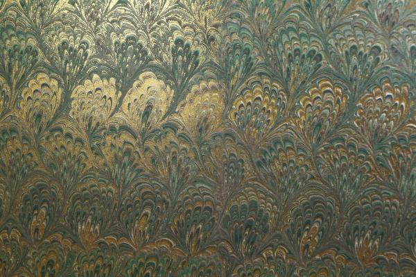 Marbled paper green and gold